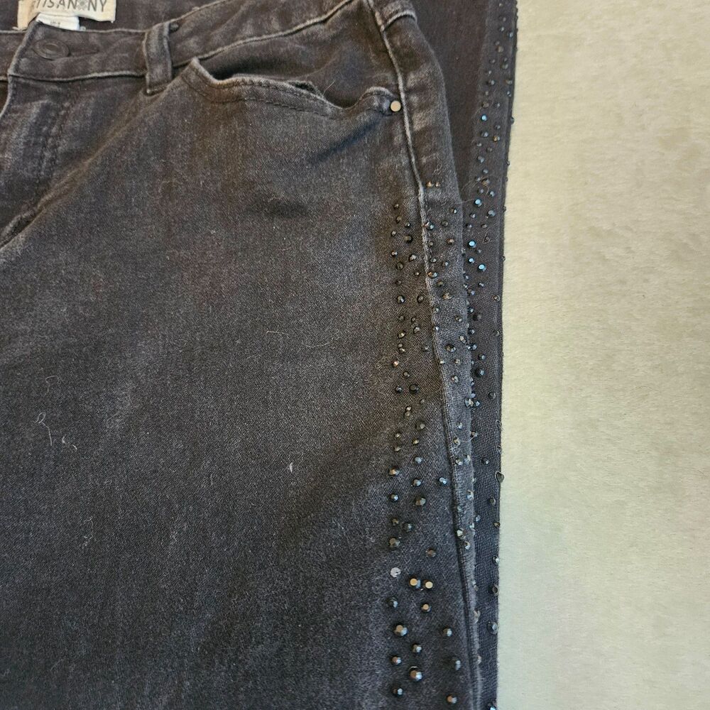 ARTISAN NY Jeans Women's Size 6 Skinny Denim Black Rhinestones Bling Stretch